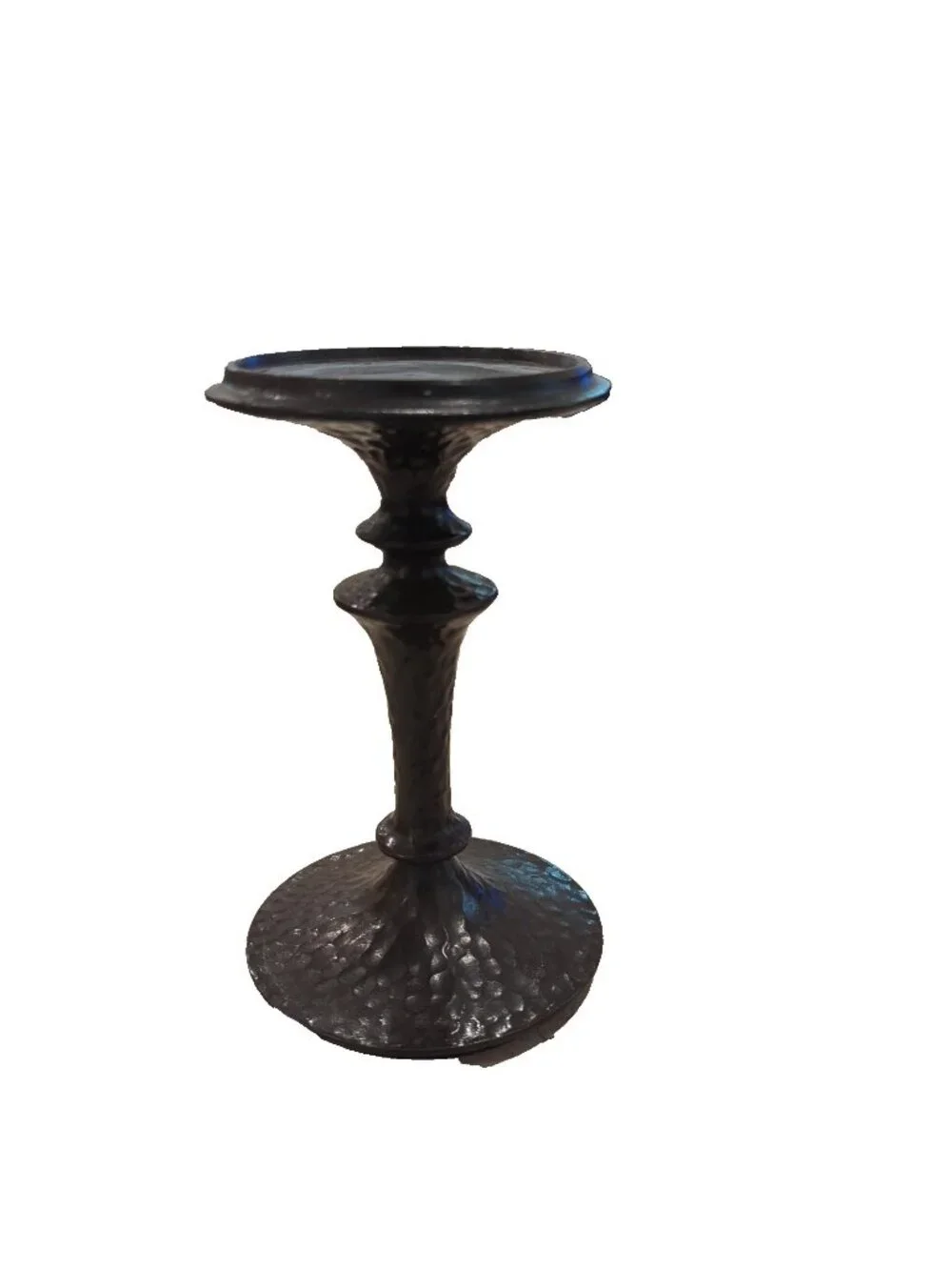 Pottery Barn 7in Hammered Pillar Candle Holder Heavy Black-lp
